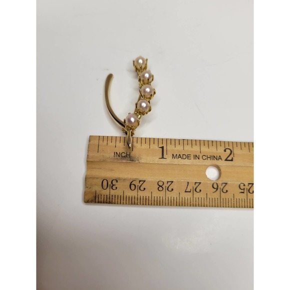 Vintage Gold Toned And Pearl Arched Brooch - Picture 6 of 8